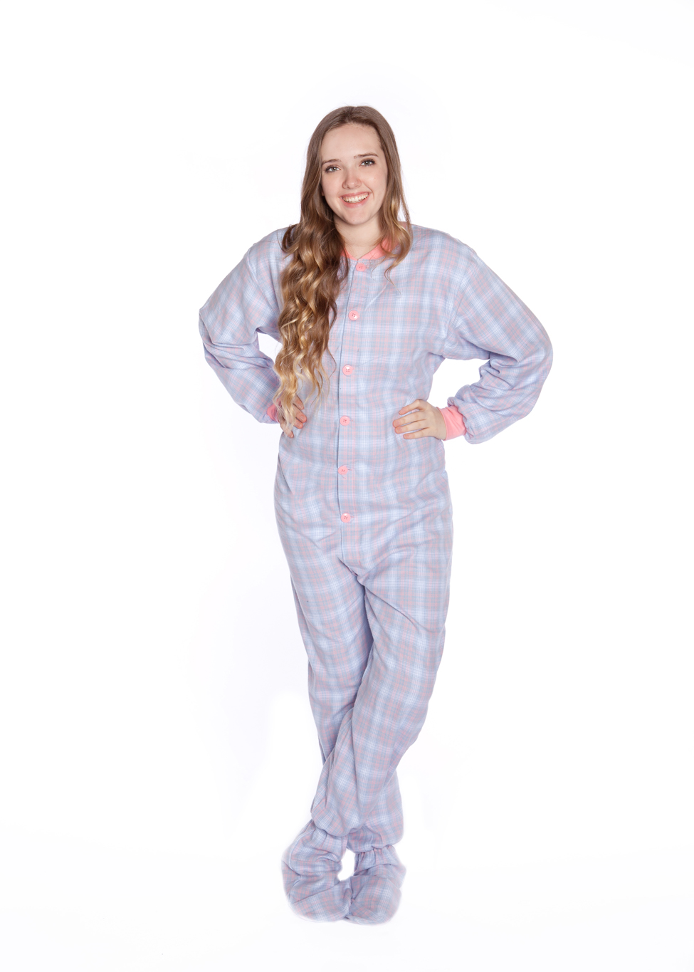 Flannel Adult Footed Pajamas in Baby Blue and Pink SIZES XS S L ...